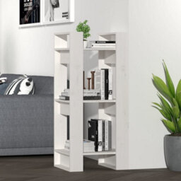 Berkfield Book Cabinet/room Divider White 41X35X91 Cm Solid Wood Pine - thumbnail 1