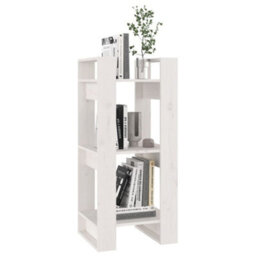 Berkfield Book Cabinet/room Divider White 41X35X91 Cm Solid Wood Pine - thumbnail 5