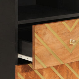 Berkfield Bathroom Cabinet Brown And Black 38X33.5X160 Cm Solid Wood Mango - thumbnail 9