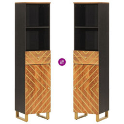 Berkfield Bathroom Cabinet Brown And Black 38X33.5X160 Cm Solid Wood Mango - thumbnail 7