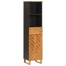 Berkfield Bathroom Cabinet Brown And Black 38X33.5X160 Cm Solid Wood Mango - thumbnail 2