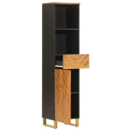 Berkfield Bathroom Cabinet Brown And Black 38X33.5X160 Cm Solid Wood Mango - thumbnail 3