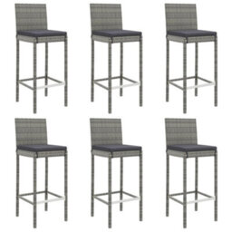 Berkfield 7 Piece Garden Bar Set With Cushions Grey Poly Rattan - thumbnail 4