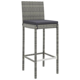 Berkfield 7 Piece Garden Bar Set With Cushions Grey Poly Rattan - thumbnail 5