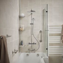 GoodHome Koros Silver Effect Aluminium & Stainless Steel 3 Compartments Shower Shelf (W)20Cm - thumbnail 3