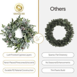 Shatchi Cypress Pine Wreath 80Cm Pe Material Real-Touch Wreath For Door Décor - thumbnail 8
