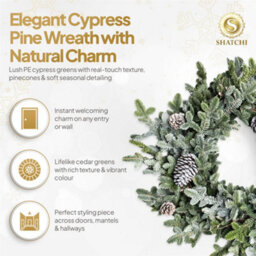 Shatchi Cypress Pine Wreath 80Cm Pe Material Real-Touch Wreath For Door Décor - thumbnail 3