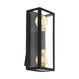 Stylish Ip44 Outdoor Wall Light With Black Finish And Square Glass Shade - thumbnail 1