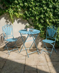 Beliani Set Of 2 Garden Chairs Pavia Folding Metal Blue - thumbnail 2