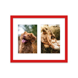 10X8 Inch 2 Opening Photo Collage Frame, Display Two 6X4 Inch Photos, Multi Aperture Family Picture Frame, Red - thumbnail 1