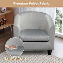 Alivio Premium Velvet Comfy Ergonomic Fabric Tub Chair Soft Foam Cushion (Grey) - thumbnail 9