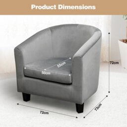 Alivio Premium Velvet Comfy Ergonomic Fabric Tub Chair Soft Foam Cushion (Grey) - thumbnail 8