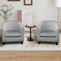 Alivio Premium Velvet Comfy Ergonomic Fabric Tub Chair Soft Foam Cushion (Grey) - thumbnail 6