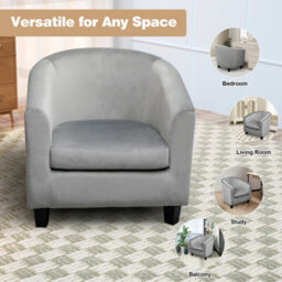 Alivio Premium Velvet Comfy Ergonomic Fabric Tub Chair Soft Foam Cushion (Grey) - thumbnail 5