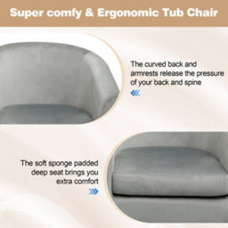Alivio Premium Velvet Comfy Ergonomic Fabric Tub Chair Soft Foam Cushion (Grey) - thumbnail 3