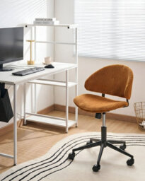 Beliani Office Chair Kiana Corduroy Orange - thumbnail 2