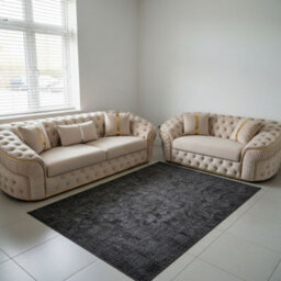 Stratus Interiors Ambassador Sofa Chesterfield Toronto Metal Trim Fabric - No Frills - 3 And 2 Seater Set - Gold Trim - thumbnail 1
