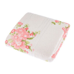 Homescapes Floral Printed Cream Hand Towel 100% Cotton