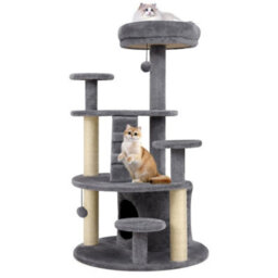 Multi Level Kitty Tower With Condo Padded Perch Scratching Posts Grey - thumbnail 1