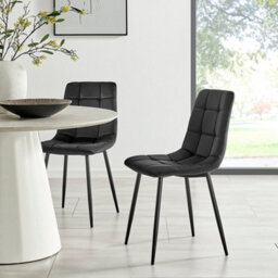 Bravich Zurich Velvet Embossed Dining Chair - Black - thumbnail 1