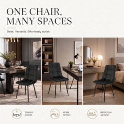 Bravich Zurich Velvet Embossed Dining Chair - Black - thumbnail 7