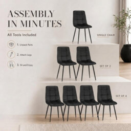Bravich Zurich Velvet Embossed Dining Chair - Black - thumbnail 8