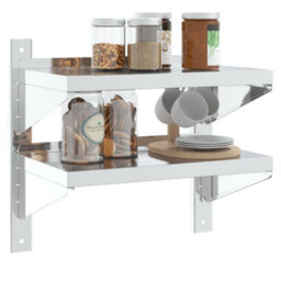 Berkfield 2-Tier Wall Shelf 50X30X60 Cm Silver Stainless Steel - thumbnail 4
