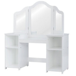 Gainoom 2 In 1 Kids Vanity Table Children Dressing Table Set W/ Mirror & Storage Shelves - thumbnail 3