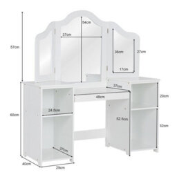 Gainoom 2 In 1 Kids Vanity Table Children Dressing Table Set W/ Mirror & Storage Shelves - thumbnail 2