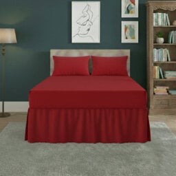 Fitted Valance Bed Sheet Polycotton Mattress Cover And Frill Easy Care Red - thumbnail 1