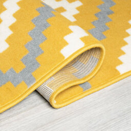 Bravich Hard Wearing Hessian Backed Stair Runner Kitchen Mat - Texas Yellow & Grey Geometric Tiles - 60X360Cm (2'x12') - thumbnail 7