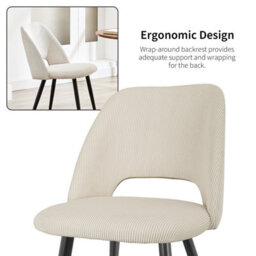 Longtoo Set Of 2 Dining Chairs, Velvet Upholstery, Separate Legs, Beige - thumbnail 5