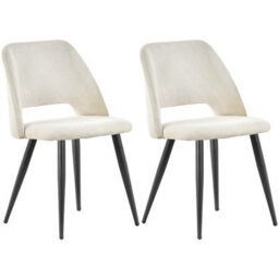 Longtoo Set Of 2 Dining Chairs, Velvet Upholstery, Separate Legs, Beige - thumbnail 2