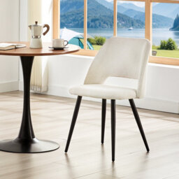 Longtoo Set Of 2 Dining Chairs, Velvet Upholstery, Separate Legs, Beige