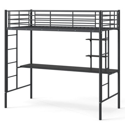 Single Size Loft Bed With Desk & Shelves - image 1