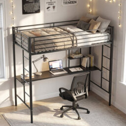 Single Size Loft Bed With Desk & Shelves - thumbnail 6