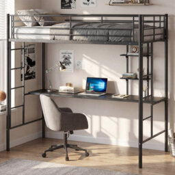 Single Size Loft Bed With Desk & Shelves - thumbnail 3