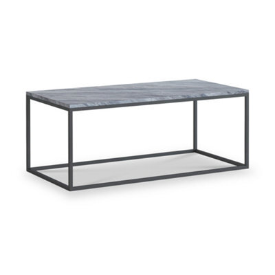 Pimlico Grey Marble 101Cm Rectangular Coffee Table - Dark Grey Metal Frame - By Roseland Furniture - image 1