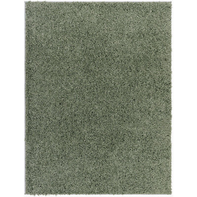 Livabliss Moda Shaggy-Solid Color Green Plush Soft Pile Living Bedroom Rug 160 X 213 Cm Easy Care, Non Shedding - image 1