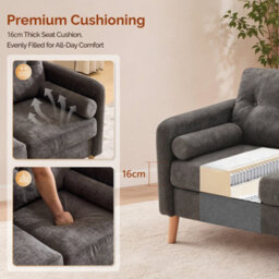 Deep Grey 2 Seater Sofa, Small Sofa With Thicken Cushion And Pillows - thumbnail 4