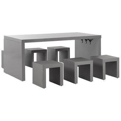 Beliani Garden Dining Set With Stools 6 Seater Taranto Concrete Grey - image 1