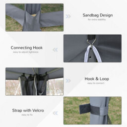 Outsunny 3.2M Pop Up Gazebo Hexagonal Canopy Tent Outdoor W/sidewalls Grey - thumbnail 7