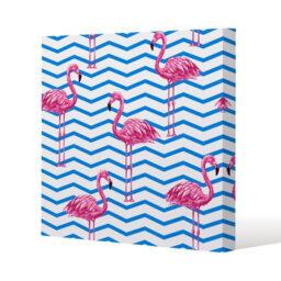 Andrew Lee Flamingo & Blue Geometric Lines (Canvas Print) / 101 X 101 X 4Cm