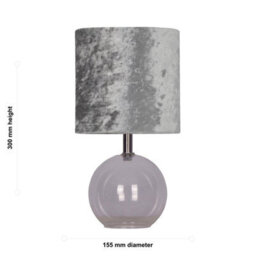 First Choice Lighting Set Of 2 Buck - Clear Glass Globe Table Lamps With Grey  Velvet Shade - thumbnail 3