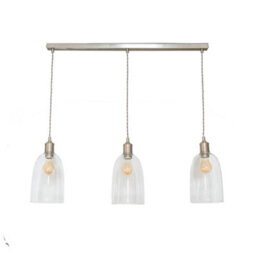 Valuelights Kira Glass Cloche Dome 3 Drop Bar Brushed Chrome Diner Ceiling Pendant Light - thumbnail 2
