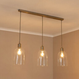Valuelights Kira Glass Cloche Dome 3 Drop Bar Brushed Chrome Diner Ceiling Pendant Light - thumbnail 5