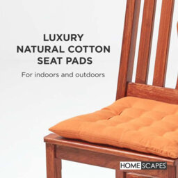 Homescapes Burnt Orange Seat Pads Or Cotton Chair Cushions 40X40 Cm, Set Of 6 Plain Chair Pads For Dining, Kitchen Or Outdoor - thumbnail 2