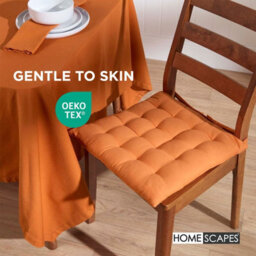 Homescapes Burnt Orange Seat Pads Or Cotton Chair Cushions 40X40 Cm, Set Of 6 Plain Chair Pads For Dining, Kitchen Or Outdoor - thumbnail 3