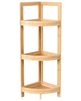 Wyld And Coco Bamboonest 3-Tier Corner Bathroom Shelf Light Brown - Space-Saving, Varnished Bamboo - image 1