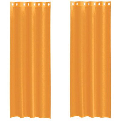 Berkfield Durable Voile Curtains With Grommets 2 Pcs Orange 140X260 Cm